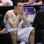 Syracuse's Andy Rautins reacts on the bench late in the second half of an NCAA West Regional semifinal college basketball game against Butler in Salt Lake City, Thursday, March 25, 2010. Butler defeated Syracuse 63-59. (AP Photo/Colin E. Braley)