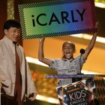 Jackie Chan,left, and Jaden Smith present the award for favorite TV show to iCarly at Nickelodeon's 23rd Annual Kids' Choice Awards on Saturday, March 27, 2010, in Los Angeles. (AP Photo/Matt Sayles)