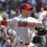 Arizona Diamondbacks starter Ian Kennedy delivers a pitch against the Chicago Cubs during the second inning of a baseball game Thursday, April 29, 2010, in Chicago.(AP Photo/Nam Y. Huh)
