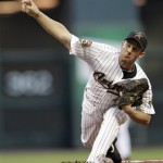 Houston Astros pitcher Roy Oswalt delivers a pitch against the Arizona Diamondbacks during the first inning of a baseball game Tuesday, May 4, 2010 in Houston. (AP Photo/David J. Phillip)
