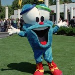 In this July 19, 1995, file photo, Izzy, the mascot of the Olympic Games of Atlanta 1996, dances in front of the Olympic Museum in Lausanne, Switzerland. Izzy might have been passed for weirdness by the mascots for the London 2010 Olympics. (AP Photo/Donald Stampfli, File)
