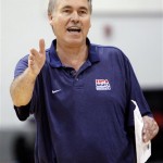 Team USA Basketball men's national team assistant coach Mike D'Antoni directs players during practice, Tuesday, July 20, 2010 in Las Vegas. (AP Photo/Isaac Brekken