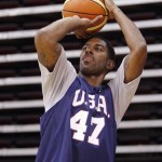 Team USA's O.J. Mayo shoots during a USA Basketball men's national team practice, Tuesday, July 20, 2010 in Las Vegas. (AP Photo/Isaac Brekken)