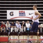Guests watch a Team USA Basketball men's national team practice, Tuesday, July 20, 2010 in Las Vegas. (AP Photo/Isaac Brekken)