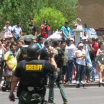 SB1070 demonstrations outside the 4th Avenue Jail in downtown Phoenix, Thursday, July 29, 2010. (Photo by KTAR/Bob McClay)