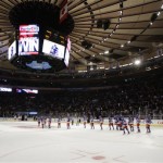 The New York Rangers gather on the ice after a shootout in an NHL hockey game against the Phoenix Coyotes, Thursday, Dec. 16, 2010, in New York. The Rangers won the game 4-3. (AP Photo/Frank Franklin II)