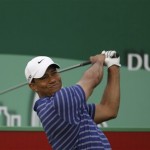 Tiger Woods tees off on the 2nd hole during the Pro-Am at the Emirates Golf Club a day ahead of Dubai Desert Classic golf tournament in Dubai, United Arab Emirates, Wednesday Feb. 9, 2011. (AP Photo/Kamran Jebreili)