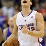 Los Angeles Clippers forward Blake Griffin reacts after being called for an offensive charging foul and fouling out of the game in the second half of an NBA basketball game against the Phoenix Suns, Sunday, March 20, 2011, in Los Angeles. The Suns won 108-99. (AP Photo/Gus Ruelas)