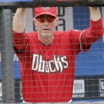 Arizona Diamondbacks manager Kirk Gibson watches his team during the seventh inning of a baseball game against the New York Mets in New York, Sunday, April 24, 2011. (AP Photo/Paul J. Bereswill)
