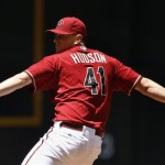 Arizona Diamondbacks' Daniel Hudson throws against the Chicago Cubs during the first inning in a baseball game Sunday, May 1, 2011, in Phoenix. (AP Photo/Ross D. Franklin)