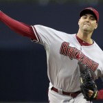 Arizona Diamondbacks starting pitcher Armando Galarraga throws against the San Diego Padres in the first inning of a baseball game Friday, May 6, 2011, in San Diego. (AP Photo/Gregory Bull)