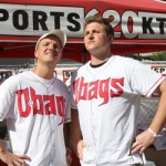 "The Dbags" -- Matt Myenhoff & Andrew Sampson -- Doug & Wolf's Inaugural Cornhole Cup. The event was held at Cityscape in downtown Phoenix on Saturday, May 14 2011. Thousands of dollars were raised for The Boys & Girls Clubs of Metropolitan Phoenix. (KTAR)