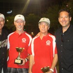 The winners of Doug & Wolf's Inaugural Cornhole Cup, The Santisi Brothers, take a photo with Doug Franz, far left, and Dave Burns, far right, after their victory. The event was held at Cityscape in downtown Phoenix on Saturday, May 14 2011. Thousands of dollars were raised for The Boys & Girls Clubs of Metropolitan Phoenix. (KTAR)