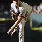 Arizona Diamondbacks' Zach Duke follows through on a pitch against the Houston Astros during the second inning of a baseball game on Saturday, May 28, 2011, in Houston. (AP Photo/Pat Sullivan)