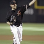 Arizona Diamondbacks' Joe Saunders delivers a pitch against the Washington Nationals in the first inning of an MLB baseball game on Saturday, June 4, 2011, in Phoenix. (AP Photo/Paul Connors)