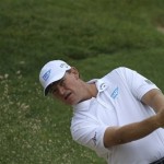 Ernie Els, of South Africa, hits from a bunker on the second fairway during the first round of the U.S. Open Championship golf tournament in Bethesda, Md., Thursday, June 16, 2011. (AP Photo/Mike Groll)