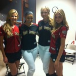 Left to right: Erin Andrews, Jordin Sparks, Jennie Finch and Kate Upton before the All Star Celebrity Softball Game. (@ErinAndrews)