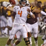 Oregon State quarterback Sean Mannion attempted a whopping 66 passes and threw for 341 yards, but also four interceptions.