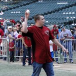 Newly acquired pitcher Trevor Cahill throws his first pitches as a 
Diamondback. (Photo by Vince Marotta/Arizona Sports)