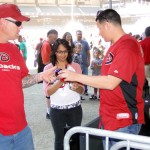 David Hernandez chats with some fans at the 2012 Subway FanFest. 
(Photo by Vince Marotta/Arizona Sports)