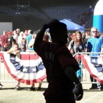 The man in the shadows is D-backs' outfielder Gerardo Parra, who 
pitches batting practice to fans. (Photo by Vince Marotta/Arizona 
Sports)