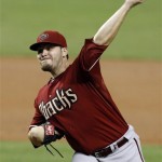 Arizona Diamondbacks starting pitcher Wade Miley throws in the third inning during a baseball game against the Miami Marlins in Miami, Sunday, April 29, 2012. (AP Photo/Lynne Sladky)