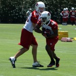 John Skelton hands the ball off to Alfonso 
Smith at Day 2 of Cardinals OTAs. (Adam 
Green/Arizona Sports)