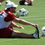 John Skelton stretches prior to Day 2 of 
Cardinals OTAs. (Adam Green/Arizona Sports)