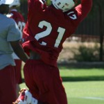 Patrick Peterson makes a catch during OTAs 
Thursday. (Photo by Adam Green/Arizona Sports)