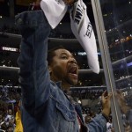 Actor Cuba Gooding Jr. celebrates during the 
third period of Game 3 of the NHL hockey 
Stanley Cup Western Conference finals between 
the Los Angeles Kings and the Phoenix Coyotes, 
Thursday, May 17, 2012, in Los Angeles. The 
Kings won 2-1. (AP Photo/Mark J. Terrill)