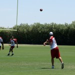 QB John Skelton throws a pass to Michael Floyd 
during morning minicamp Wednesday, June 13. 
(Craig Grialou/Arizona Sports)