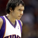 Phoenix Suns guard Steve Nash takes the floor after running into San Antonio Spurs' Tony Parker during the fourth quarter of an NBA Western Conference semifinal round playoff basketball game in Phoenix Sunday, May 6, 2007. The Spurs won 111-106. (AP Photo/Matt York)
