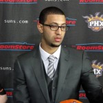 Phoenix Suns first round draft pick Kendall 
Marshall settles in for his first press 
conference as a member of the team. (Photo: 
Vince Marotta/Arizona Sports)