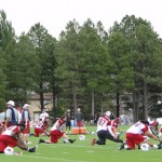 Players stretch during Cardinals Training Camp in Flagstaff 
Wednesday. (Photo: Vince Marotta/Arizona Sports)