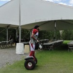 Wide receiver Larry Fitzgerald heads to practice on a Segway during 
Arizona Cardinals Training Camp in Flagstaff Thursday. (Photo: Vince 
Marotta/Arizona Sports)