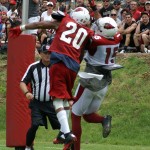 Michael Floyd goes up for the pass as A.J. 
Jefferson defends at Cardinals training camp 
Saturday, July 28. (Adam Green/Arizona Sports)