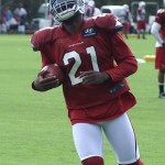 Patrick Peterson has the ball during training camp in Flagstaff on July 
31, 2012. (Adam Green/Arizona Sports)