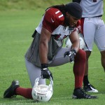 Larry Fitzgerald takes a breather during training camp in Flagstaff on 
July 31, 2012. (Adam Green/Arizona Sports)