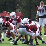 Ryan Lindley lines up under center during training camp in Flagstaff 
on July 31, 2012. (Adam Green/Arizona Sports)