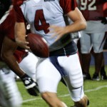 Kevin Kolb during the team's annual night practice at Lumberjack 
Stadium on August 1, 2012. (Adam Green/Arizona Sports)