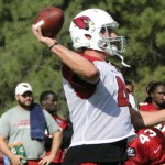 Quarterback Kevin Kolb fires downfield during Cardinals training camp in Flagstaff Thursday, August 14. (Photo: Vince Marotta/Arizona Sports)