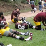 ASU players get ready for practice at Camp Tontozona just east of Payson Friday, August 17, 2012. (Photo: Vince Marotta/Arizona Sports)