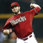 Arizona Diamondbacks' Wade Miley delivers a pitch to the Miami Marlins during the first inning in the second game of a baseball doubleheader, Wednesday, Aug. 22, 2012, in Phoenix. (AP Photo/Matt York)