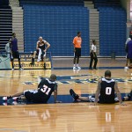 Suns players Sebastian Telfair (31) and Michael Beasley (0) take a breather during Tuesday's scrimmage at training camp in San Diego. (Photo: Craig Grialou/Arizona Sports)