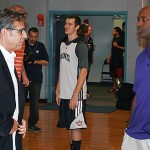 Suns broadcaster Steve Albert and Suns GM Lance Blanks at training camp in San Diego. (Photo: Craig Grialou/Arizona Sports)