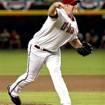 Arizona Diamondbacks pitcher Brandon Webb delivers a pitch against the Chicago Cubs during of Game 1 of their National League Division Series baseball game Wednesday. AP Photo/Mike Eldred
