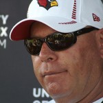 Cardinals coach Bruce Arians speaks to the media after voluntary veterans mini-camp at the team's Tempe training facility on April 23, 2013. (Adam Green/Arizona Sports)