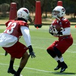 Defensive back Tyrann Mathieu catches a punt during Arizona Cardinals OTAs on Tuesday, May 14 at the team's Tempe training facility. (Adam Green/Arizona Sports)
