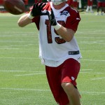 Rookie receiver Ryan Swope catches a pass during Arizona Cardinals OTAs on Tuesday, May 14 at the team's Tempe training facility. (Adam Green/Arizona Sports)