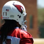 Receiver Larry Fitzgerald watches during Arizona Cardinals OTAs at their Tempe training facility on Monday, June 3. (Adam Green/Arizona Sports)